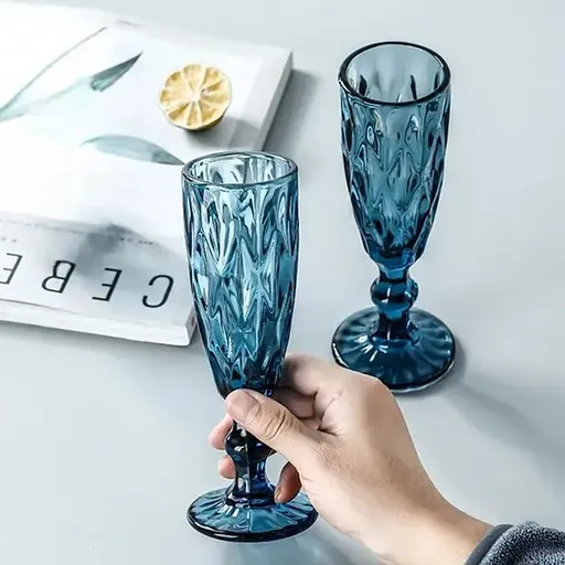 Набір келихів для шампанського A-PLUS 6шт Подарункові скляні фужери для коктейлів 150мл Blue - фото 5