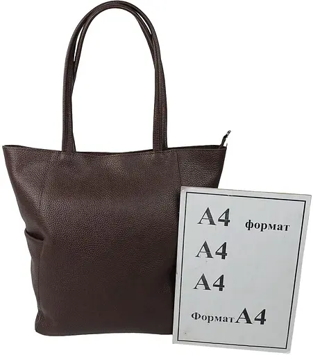 Женская кожаная сумка на двух ручках Borsacomoda темно-коричневая sum0028739 - фото 10
