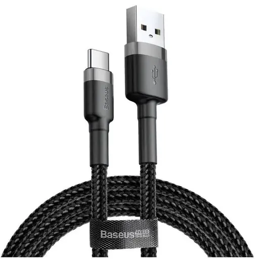 Кабель USB Type-C Baseus Сafule Cable USB For Type-C 2A 2M Gray+Black (CATKLF-CG1)