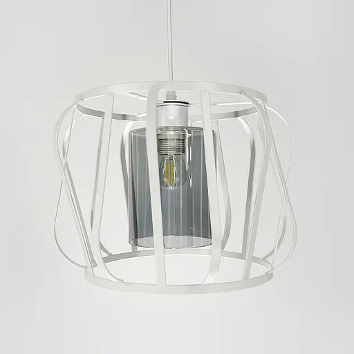 Підвісний світильник із графітовим плафоном у білому корпусі 32×23 см | Арт. 12682/1 WT+GR | Line F - фото 1