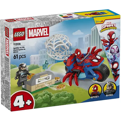 Конструктор LEGO Super Heroes Marvel Паук на мотоцикле против Носорога 61 деталь (11206)