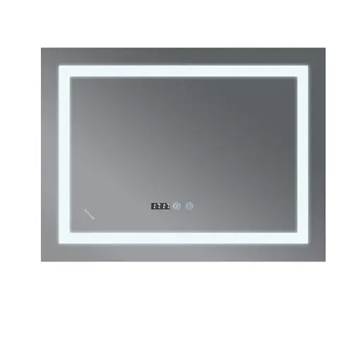 Дзеркало Mixxus WARM MR02-90x70 з LED Touch, Anti-fog, димером, регулюванням яскравості, годинником (MI6673) - фото 2