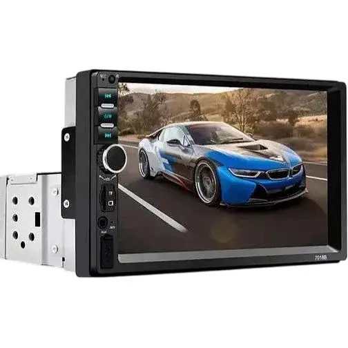 Автомагнитола 1DIN 7018В короткая база с сенсорным экраном Bluetooth USB SD с поддержкой камеры заднего вида Черный - фото 1