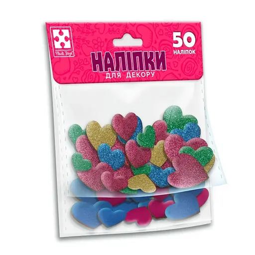 Детский набор мягких наклеек "Сердце" Vladi Toys VT4206-53, 50 наклеек - фото 1