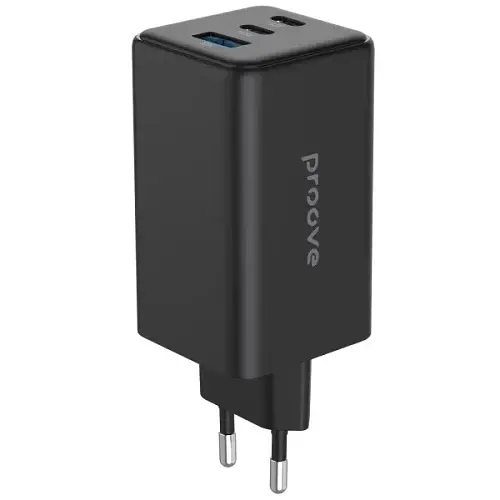 Мережевий зарядний пристрій Proove Pocket GaN Max, чорний, 100 Вт, 2xType-C (65 Вт + 30 Вт, PD3.0) / 1xUSB (30 Вт, QC3.0) - фото 1