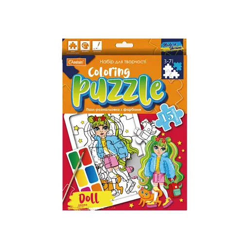 Дитячий пазл-розмальовка з фарбами Лялька НТ-11-04