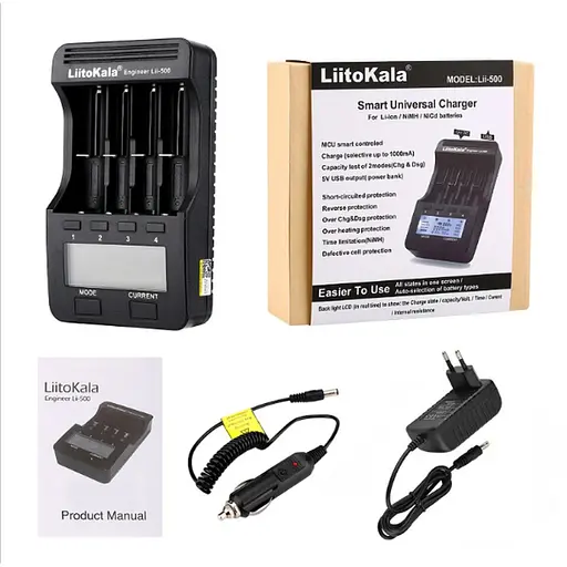 Универсальное интеллектуальное зарядное устройство для Liitokala Lii-500 EU на 4 канала