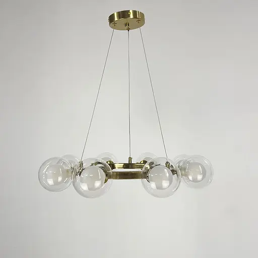 Кольцевая латунная люстра с 8 двойными плафонами Ø 50 см Ст. MJ 207/8 AB | Line F - фото 4