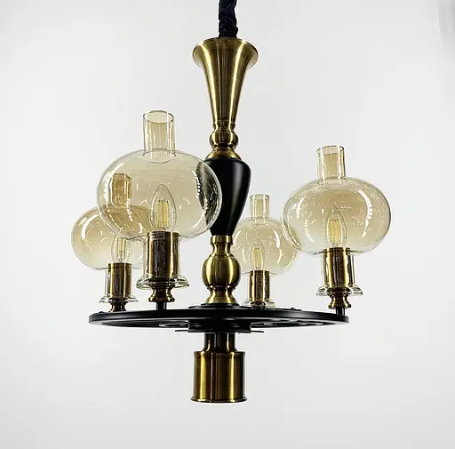 Класична підвісна люстра з янтарними плафонами Line.F Кількість ламп 5 - фото 2