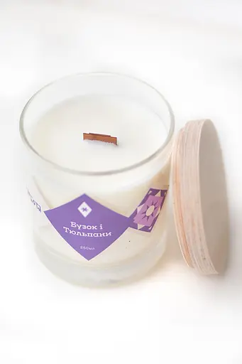 Свічка Бузок і тюльпани Соєвий віск Мініатюри 130 мл - фото 2