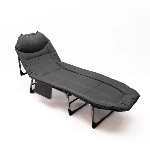 Шезлонг-ліжко Yiwu розкладне регульоване 190х60 см для дачі кемпінгу сірий SJ-0125-190 - фото 3