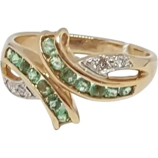 Золотое кольцо Центрумикс трейд с бриллиантами и изумрудом. RE6116K 17