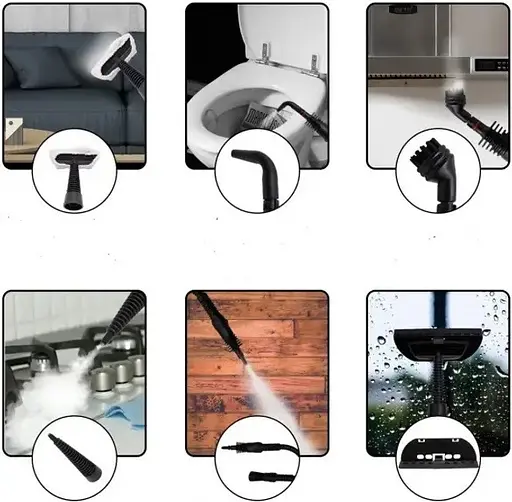 Електричний пароочисник Bitek BT-4740 Steam Cleaner для дезінфекції та очищення поверхонь з різними насадками на 360 мл 2200 Вт - фото 3