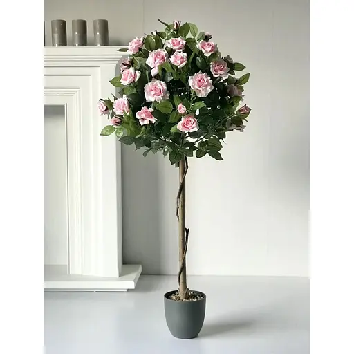 Троянда штучна висока на штамбі 120 см у горщику ніжно-рожева - фото 5
