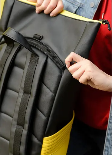 Рюкзак Sambag RollTop MQN чорний з жовтим 41 х 27 х 18 см (24320628) - фото 5