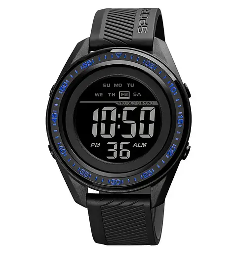 Мужские спортивные часы Skmei 1638 (Синий кант с черным циферблатом)