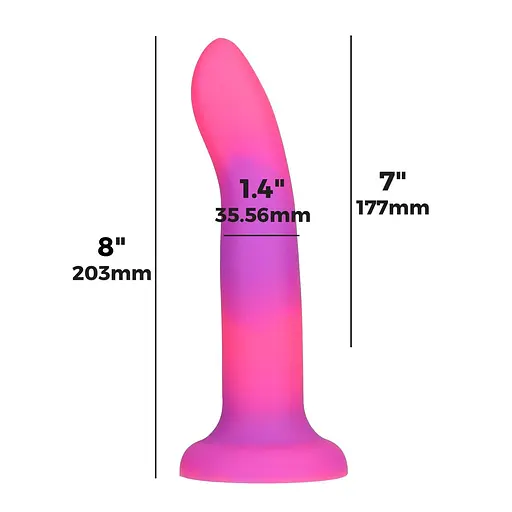 Фалоімітатор Addiction Rave 8″, що світиться в темряві, Glow in the Dark Dildo Pink Purple, 20,3 см - фото 4