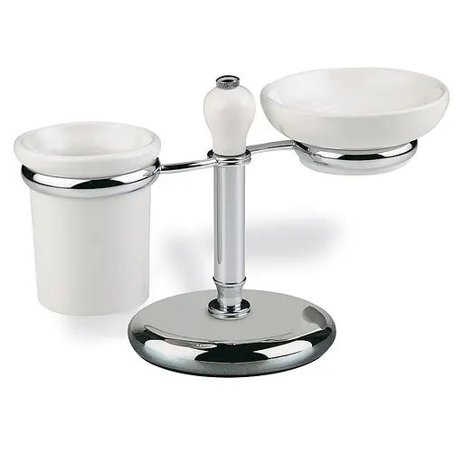 Стакан с мыльницей Stilhaus Nemi керамика белый хром N15M39, Белый - фото 1