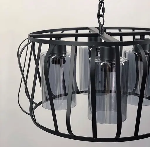 Сучасний світильник в корпусі чорного кольору на 4 плафони Line.F Колір плафона Янтарний - фото 2