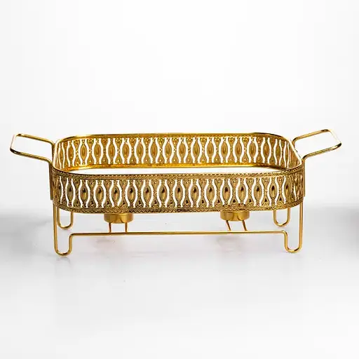 Мармитница фарфоровая Yiwu Tiffany 2 л квадратная со стеклянной крышкой на металлической подставке 38х30х7 см с подогревом для первых блюд SX42-3 - фото 3