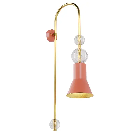 Настінний світильник, бра ARCH PikArt арт. 9302 золотий/кораловий 1 шт - фото 1