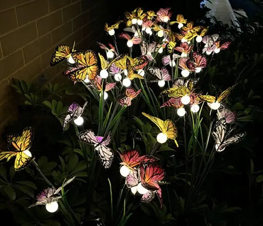 Светильники Firefly butterflies на солнечных батареях с зелеными листьями и бабочками садовые 2 шт - фото 5