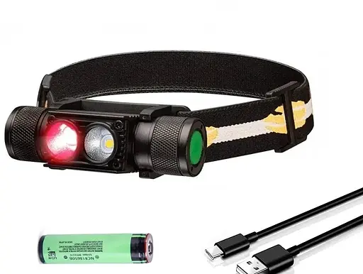 Налобний ліхтар Boruit H02B-Red (біле + червоне світло) с акумулятором 3400мАч