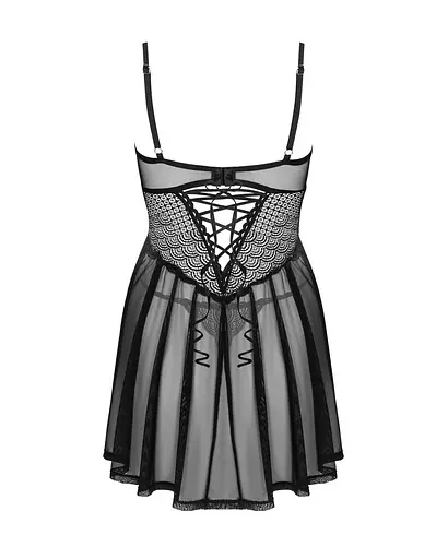Пеньюар та трусики Obsessive Chemeris babydoll & thong XS/S - фото 4