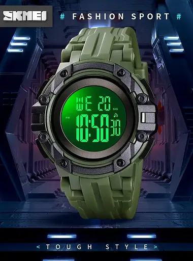Мужские наручные часы Skmei 1545 Черный циферблат Зеленые - фото 10