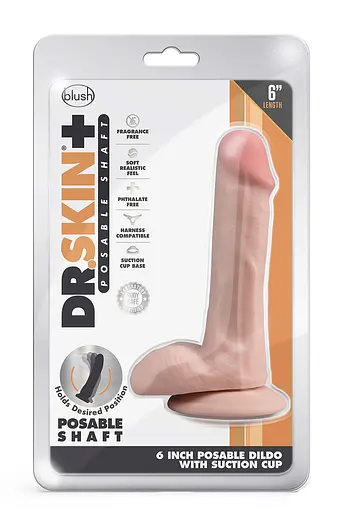 Фалоімітатор Dr. Skin+ Posable Shaft 6 Inch 15.2 см тілесний - фото 2