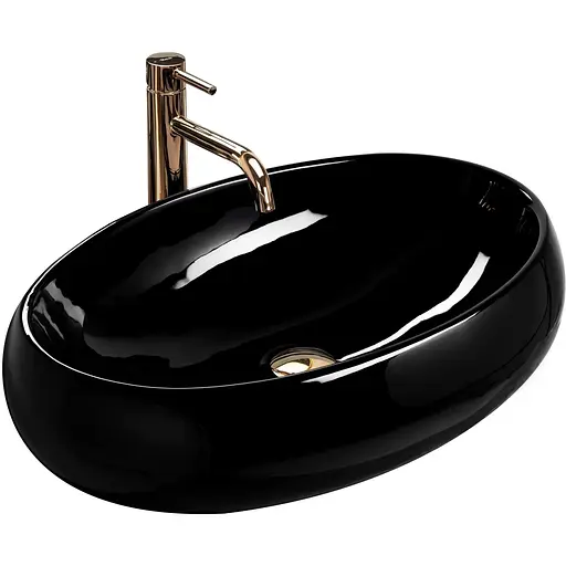 Умивальник Rea Melania black накладний чорний REA-U0470, Чорний - фото 1