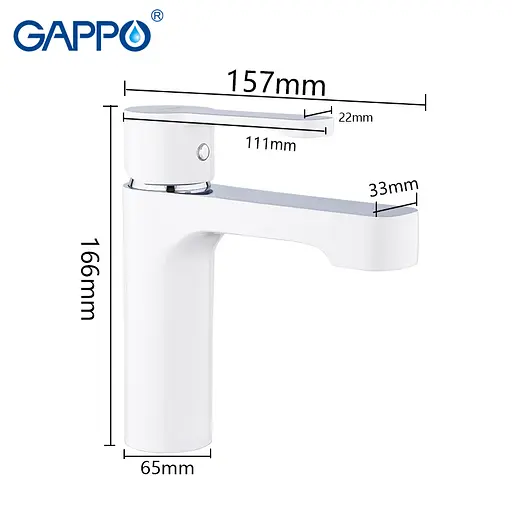 G1002-8 Змішувач для умивальника гайка білий Ø35 Gappo Tomahawk 1/8 Білий - фото 3