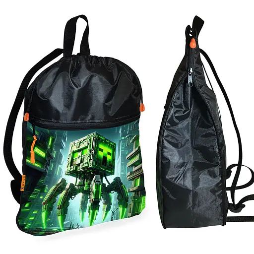 Рюкзак-мешок для обуви,спортивной формы Майнкрафт "Minecraft" детская сумка для сменки с расширителем (01298)