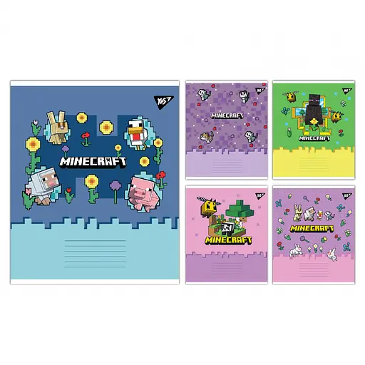 Зошити учнівські 12 аркушів коса лінія Yes Minecraft Spring, 25 шт. в упаковці