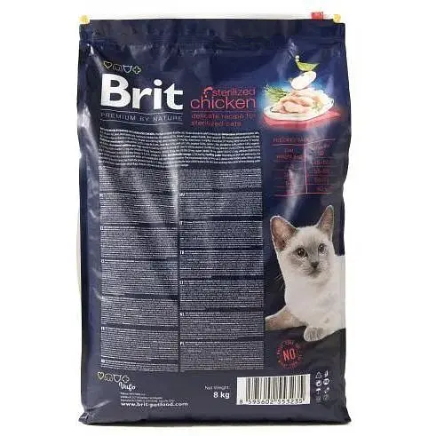 Сухой корм Brit Premium Cat by Nature Sterilised для стерилизованных кошек с курицей 8 кг - фото 3