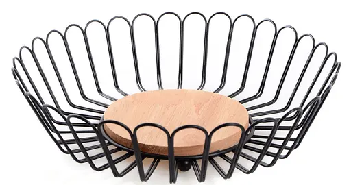 Ваза для фруктів Ringel Oder метал/деревина 28х7.5 см чорна (RG-9003) - фото 2