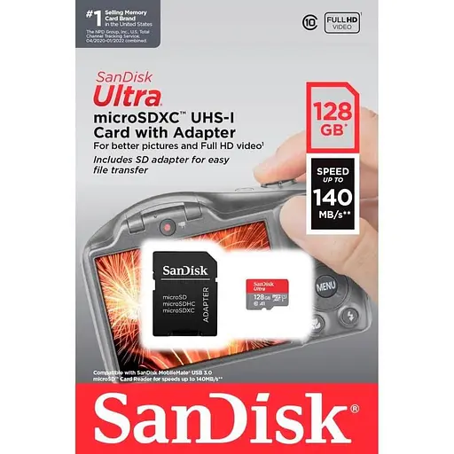 Карта пам'яті 128Gb microSDXC (UHS-1) SanDisk Ultra class 10 A1 (140Mb/s) (SDSQUAB-128G-GN6IA) - фото 3