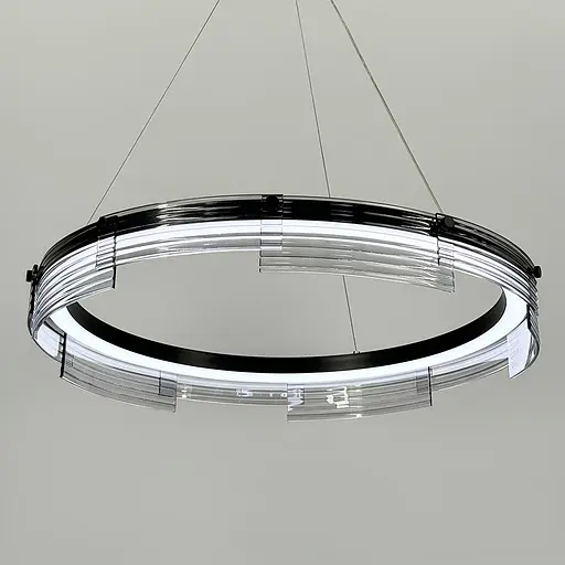 Люстра із підвісним чорним кільцем з графітовими пластинами Ø 80 см | Арт. MJ 231-800 BK | Line F - фото 4