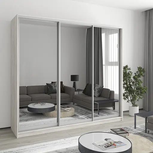 Шафа-купе тридверна MebelStar Комбо AL 3 Дзеркала 230x60x210 см Аляска сірий (MBS-3427)