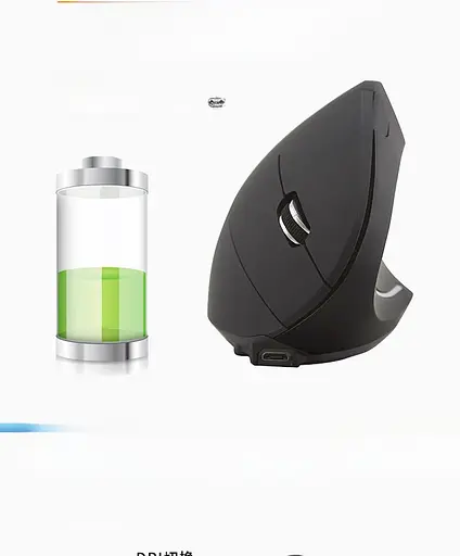 Бездротова акумуляторна вертикальна миша Bluetooth + USB адаптер 2,4 Чорна  - фото 3