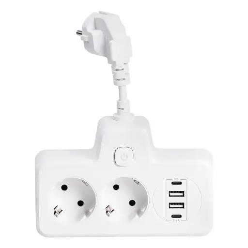 Мережевий фільтр-розгалужувач Yiwu HP-5-17 SNAILS BKL-502 EU на 2 розетки LED 4 USB білий 
