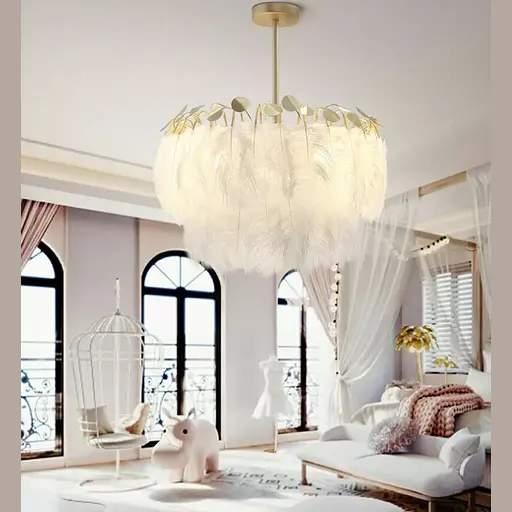 Роскошная золотая люстра с перьями Ø 55 см | Line F | Ст. AS147-550 WT - фото 3