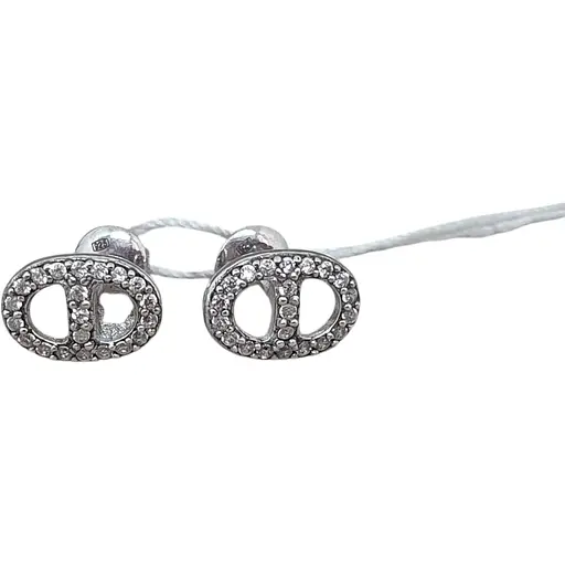 Срібні сережки-пуссети Агні ЕЛЬБА з фіанітами. 2224/1Р-CZ
