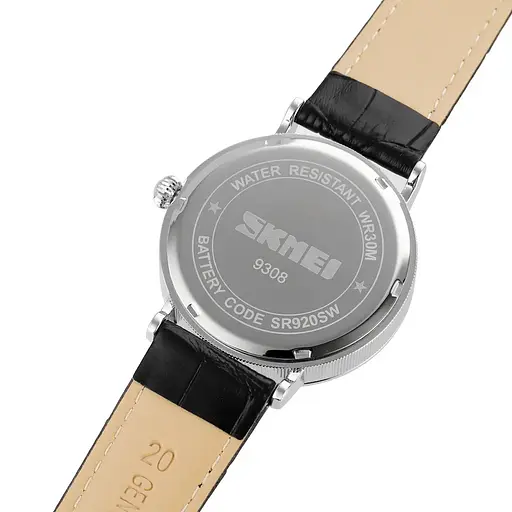 Часы классические мужские Skmei 9308 (Черные с черным циферблатом) - фото 7