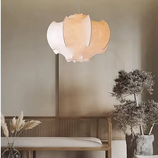 Світильник із білим абажуром 40х30 см у стилі Wabi-sabi | Арт. PLP 05-400*320 | Line F - фото 6