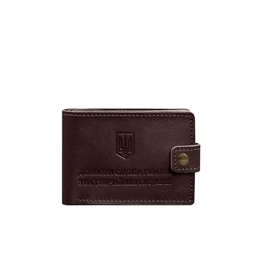 Кожаная обложка-портмоне на удостоверение ГСЧС бордовая - фото 8