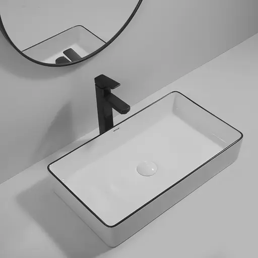 Умивальник накладний Mixxus Premium Quadro-0107 Edge Black 600x340x110 мм MP6521, Білий - фото 8