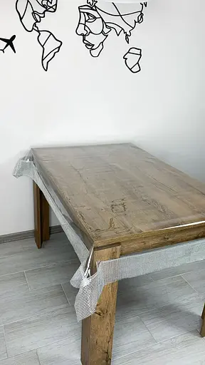 Скатерть силиконовая с серебряной жемчужной лентой 210х180 см - фото 3