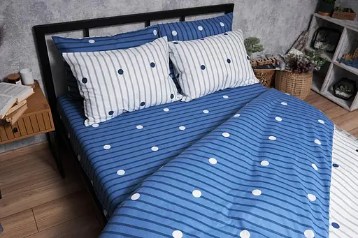 Комплект постельного белья Moon&Star Бязь Gold Люкс Peas Blue евро 200х220 наволочки 4х50х70 - фото 3