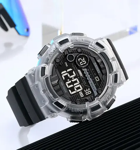 Годинник чоловічий спортивний наручний Skmei 2110 (Чорний з білим) - фото 5